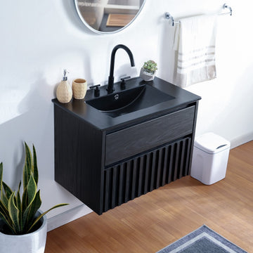 Sherwin Slat Modern Coastal 2-Drawer Wall Mounted Bath Vanity Cabinet Only (Sink Basin Not Included) - JONATHAN Y